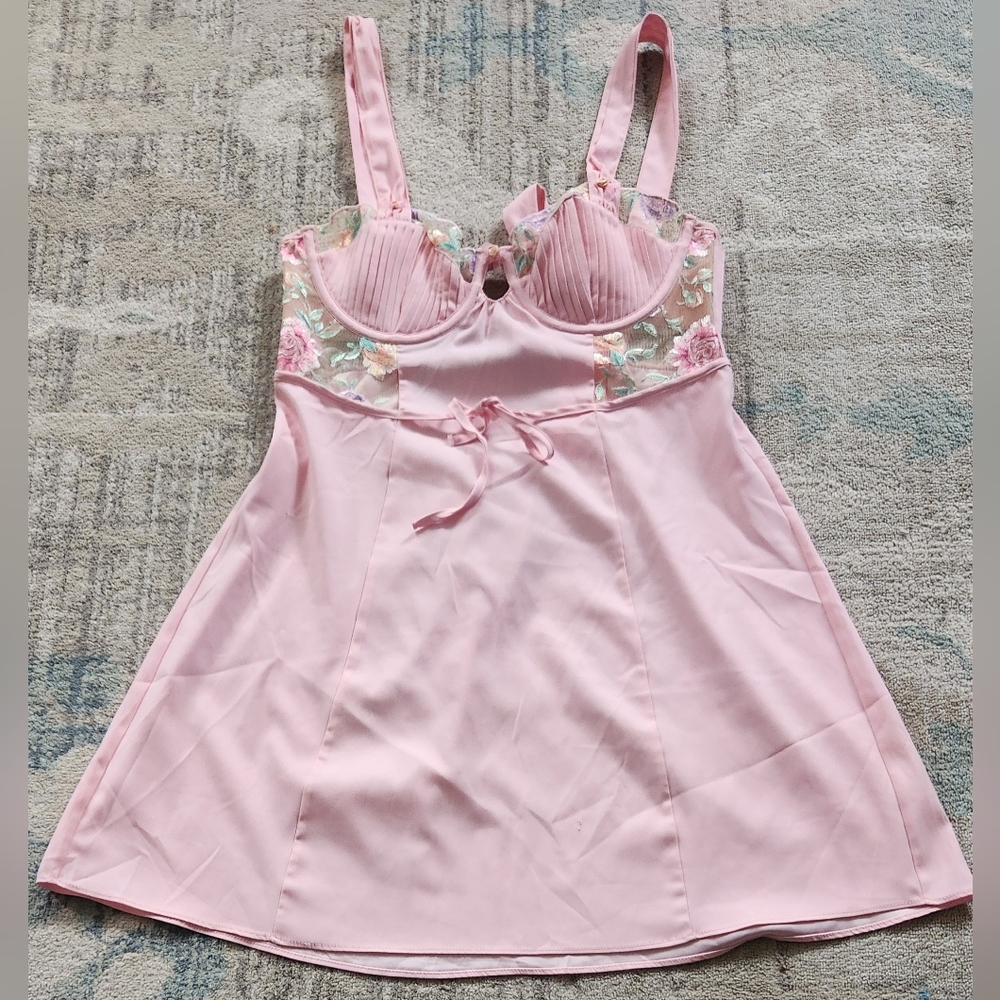 For love & Lemons x VS Pink Pastel Rose slip dress. Size M.